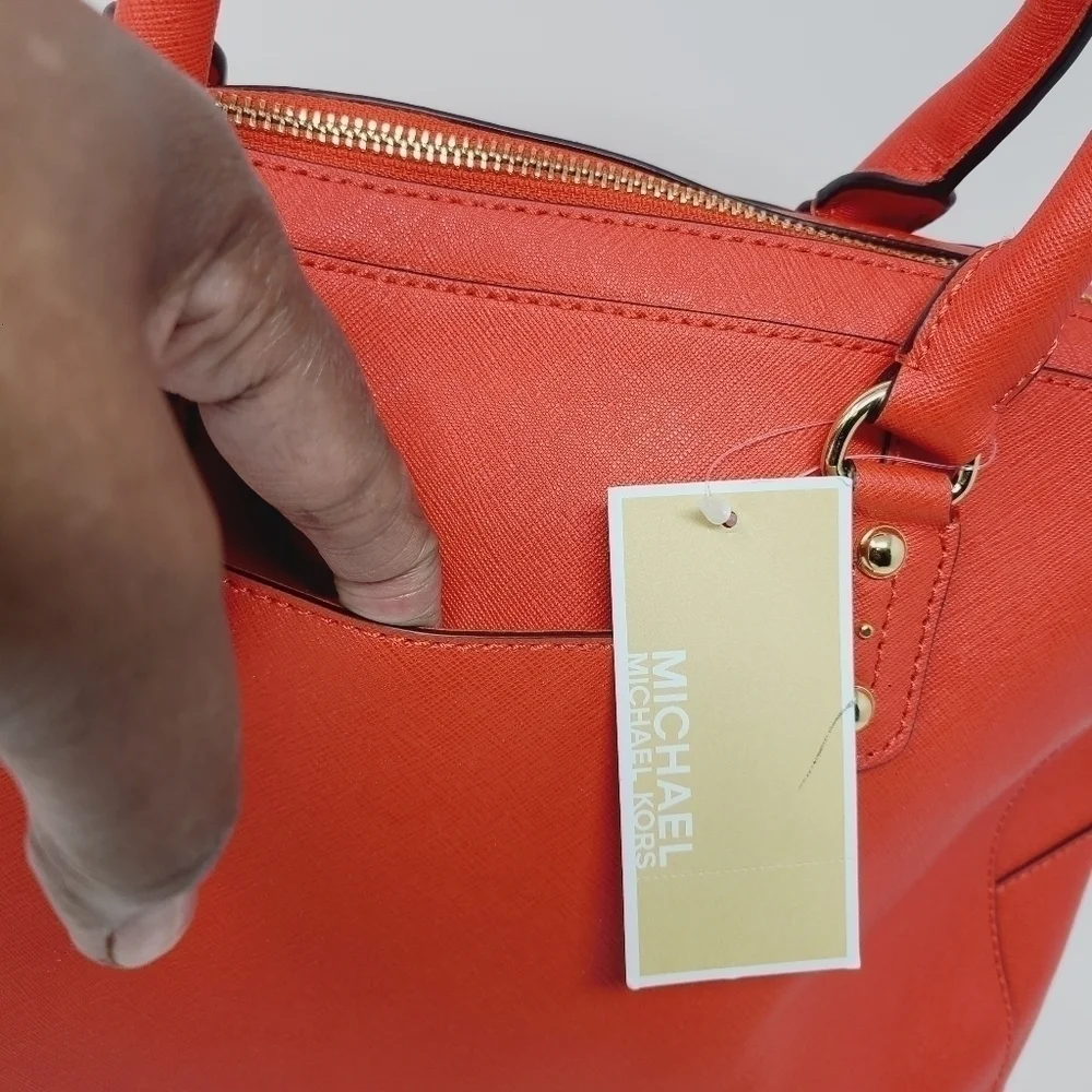 Michael Kors | Saffiano Large Orange Leather Shoulder Satchel Bag (NWOT)